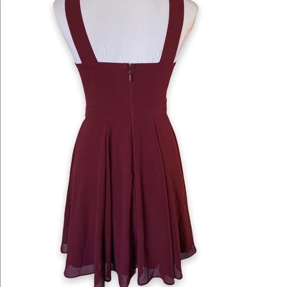 LULUS Forevermore Skater dress sz XS in burgundy - Picture 6 of 8